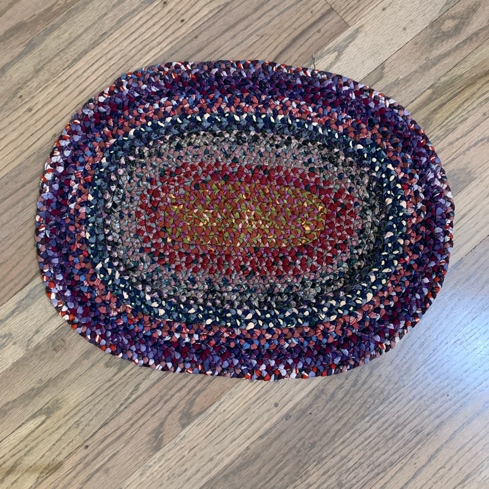 Small Vintage Handmade Rag Rug - Picture 3 of 5